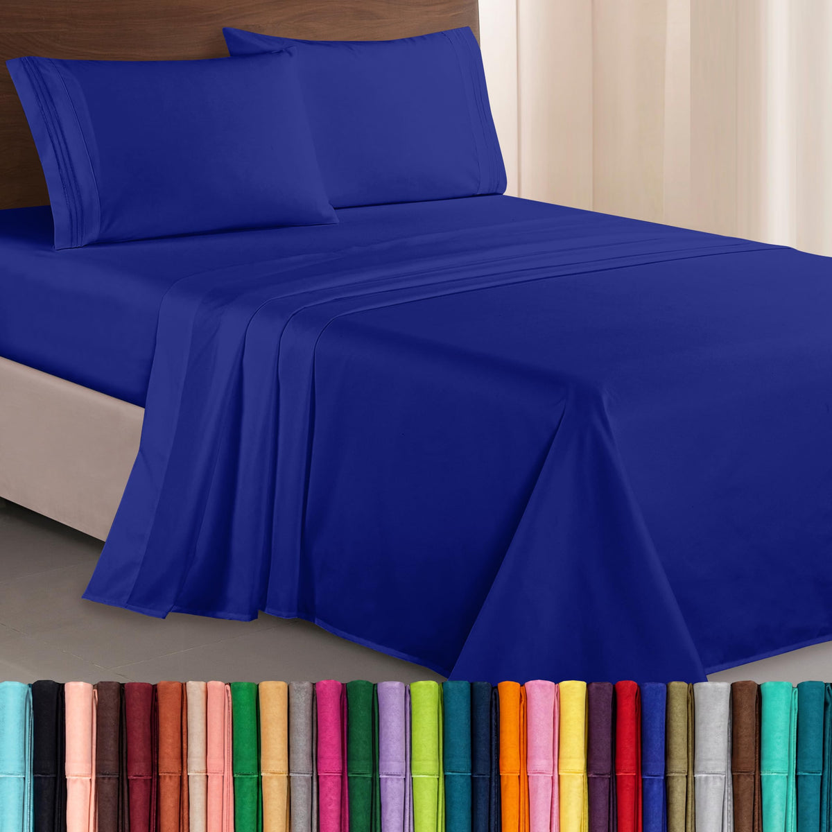 Elegant Comfort front packaging in royal blue showing premium set benefit