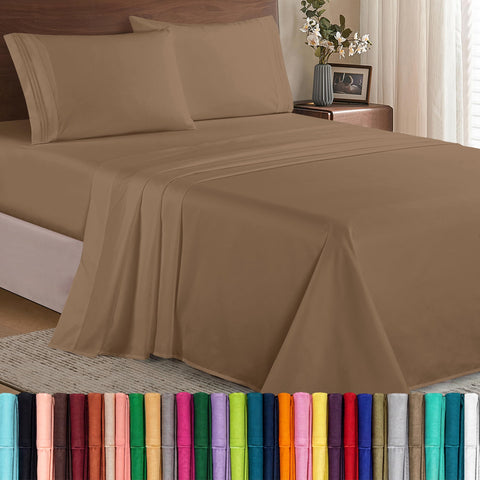 Elegant Comfort front packaging showing queen 4-piece set and tidy presentation