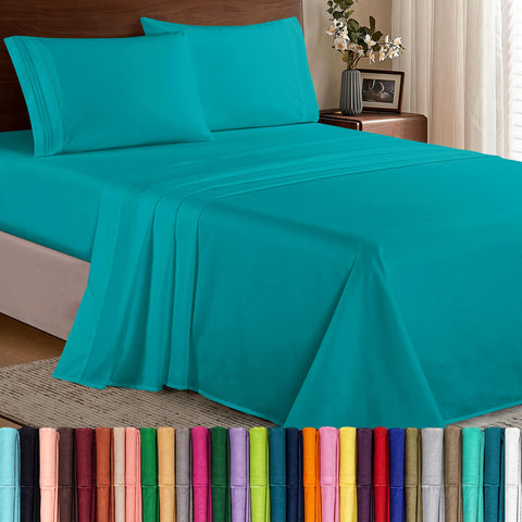 Elegant Comfort front packaging showing turquoise sheets and hotel-quality look