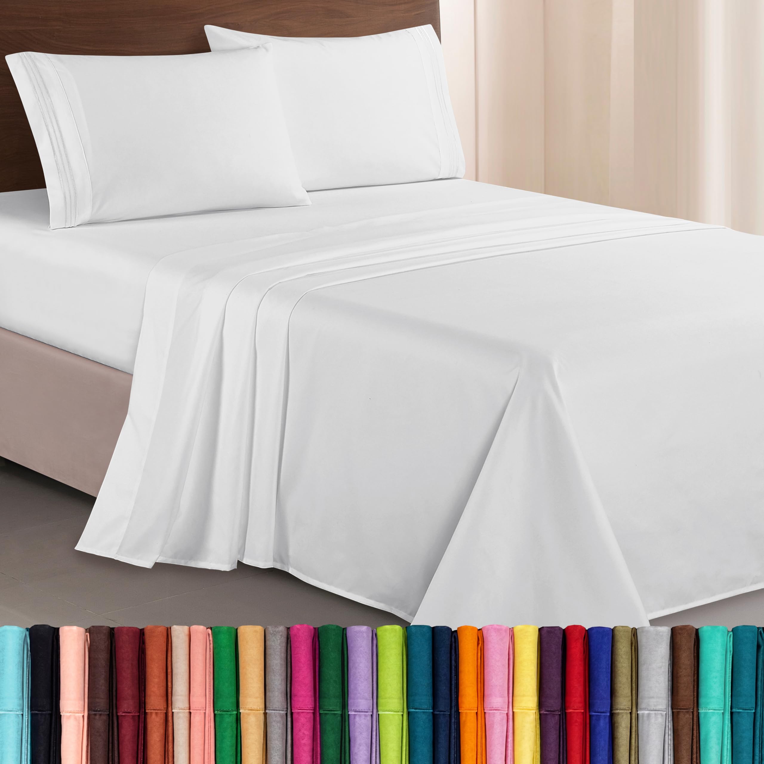 Elegant Comfort front view of twin sheet set showing neat packaging and hotel look