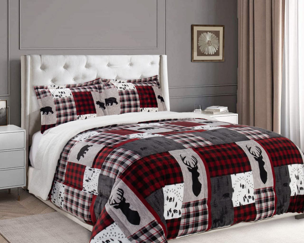 Elegant Comfort front view of king comforter showing patchwork and style benefit