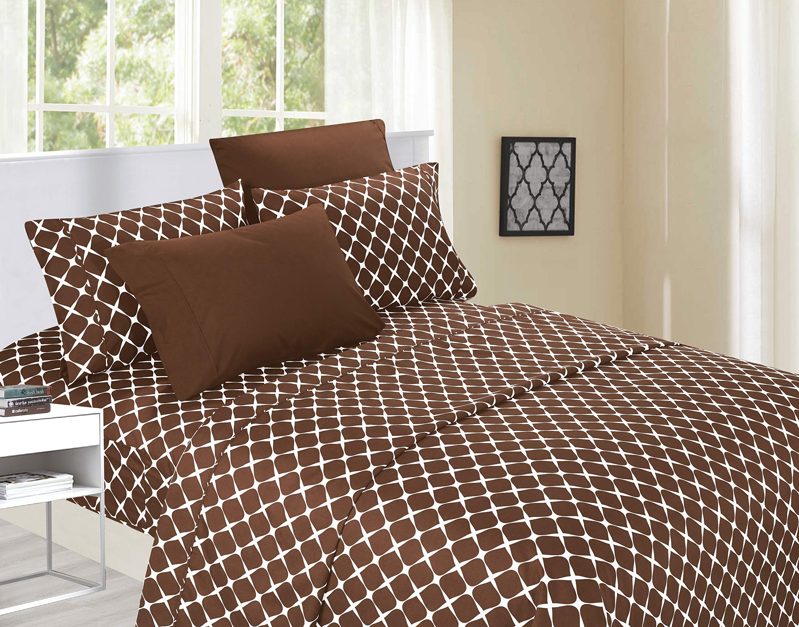 Elegant Comfort flat sheet spread across bed showing smooth color and ample coverage