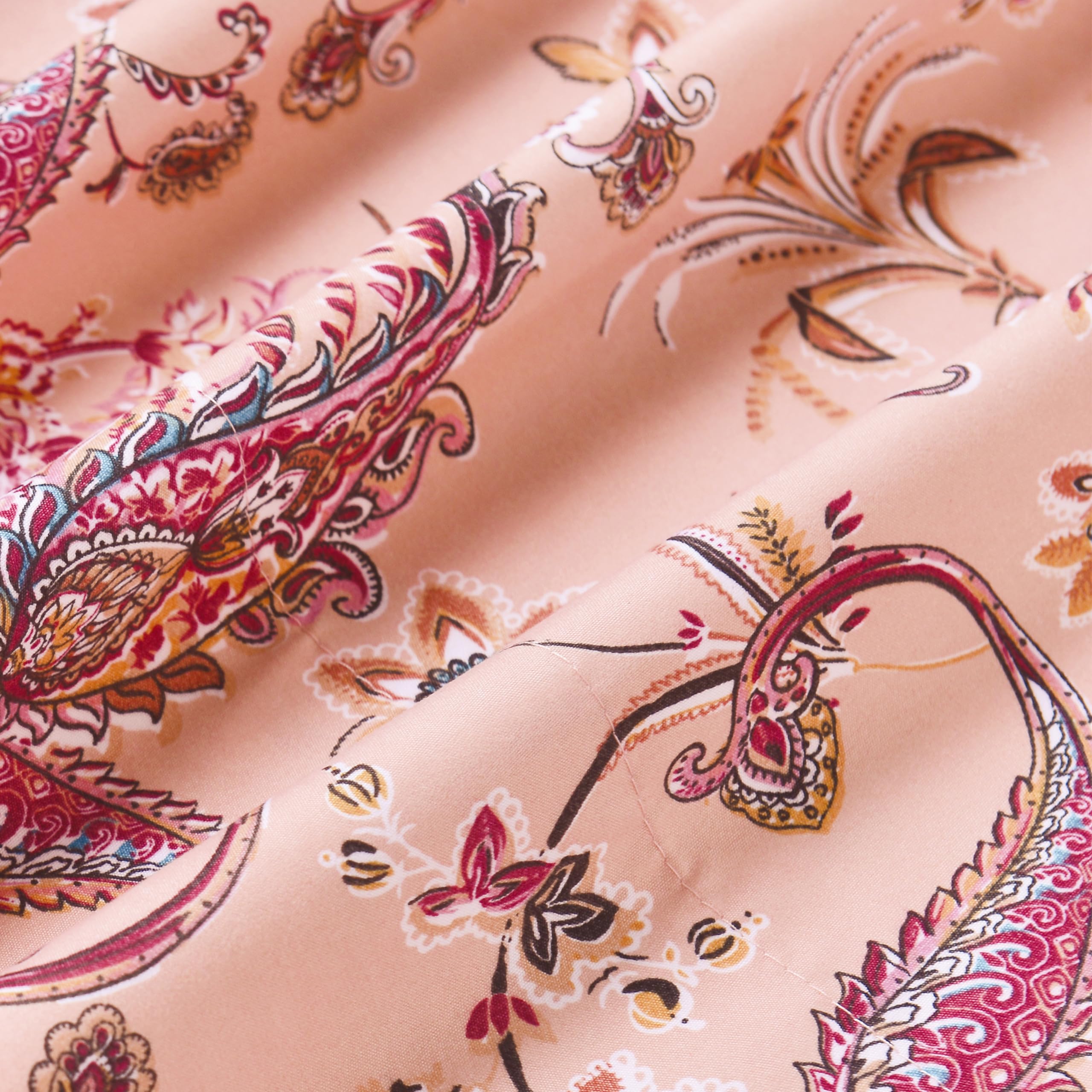Elegant Comfort detailed paisley coral pattern highlighting colorfast printed design
