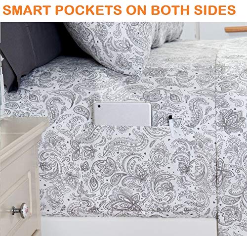 Elegant Comfort fitted sheet corner detail showing elastic edge and secure fit benefit