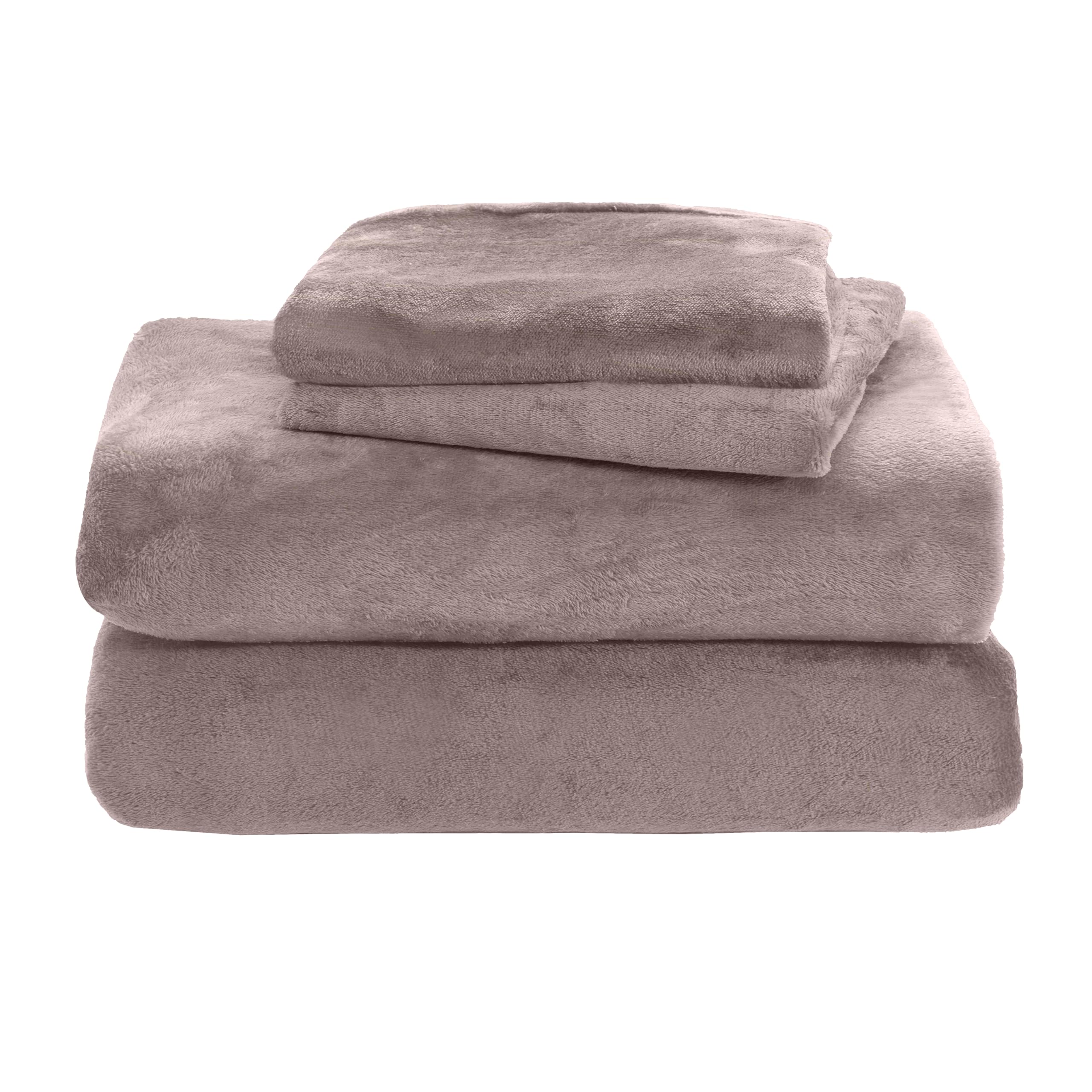 Elegant Comfort sheets styled on bed in bedroom, adding warmth and elegant taupe decor