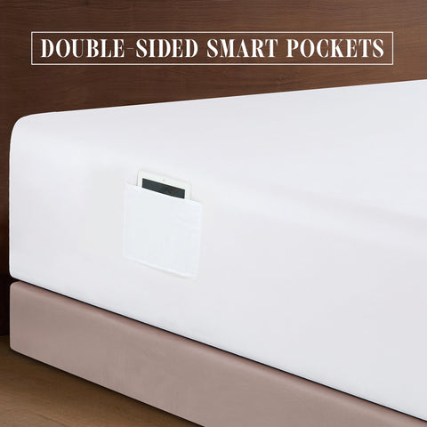 Elegant Comfort sheets beside a ruler illustrating 18–24 inch compatibility