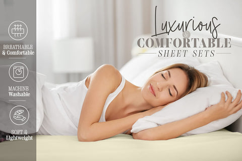 Elegant Comfort fitted sheet on mattress displaying scale for up to 16-inch thickness
