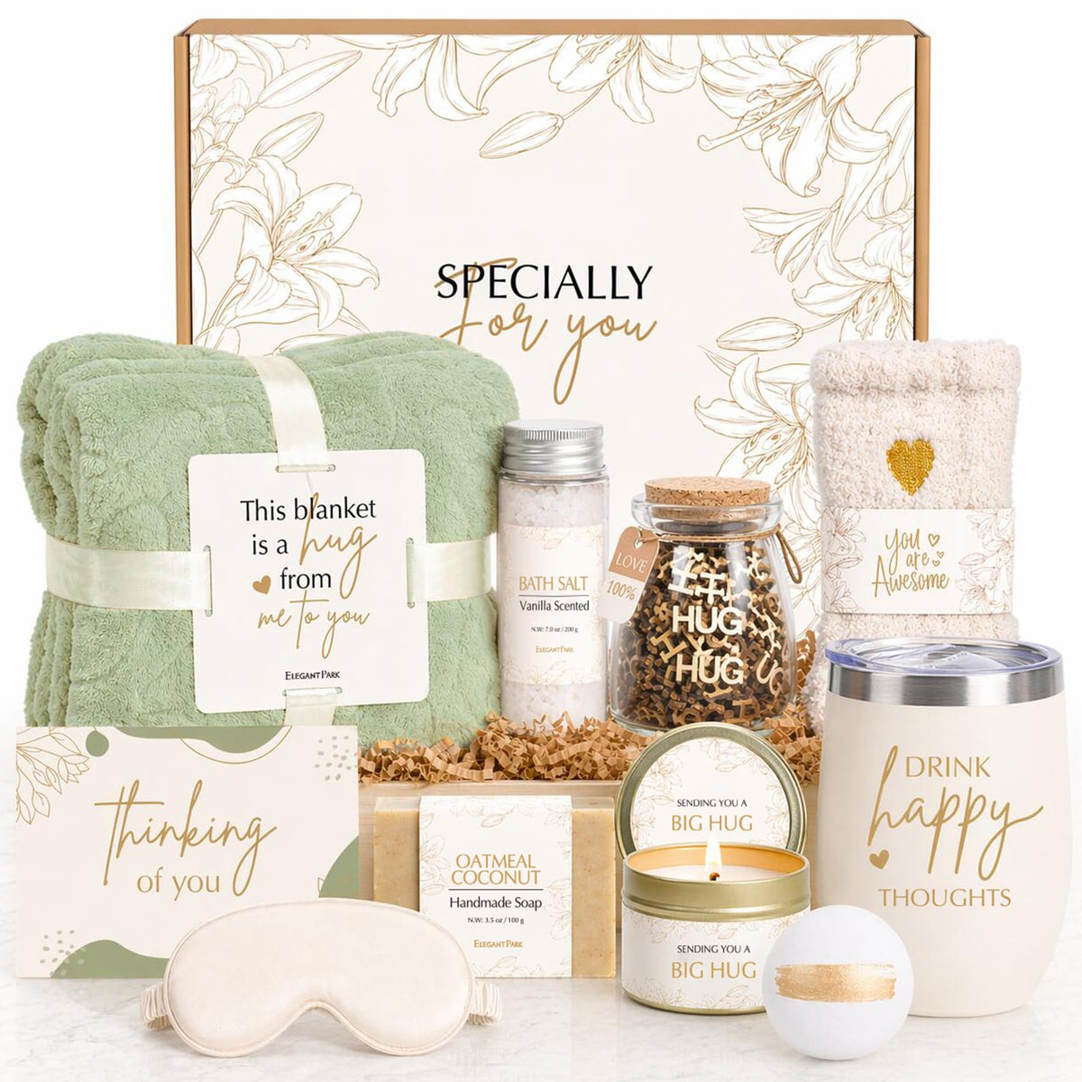 ELEGANTPARK front box presentation showing elegant ivory packaging and complete gift set