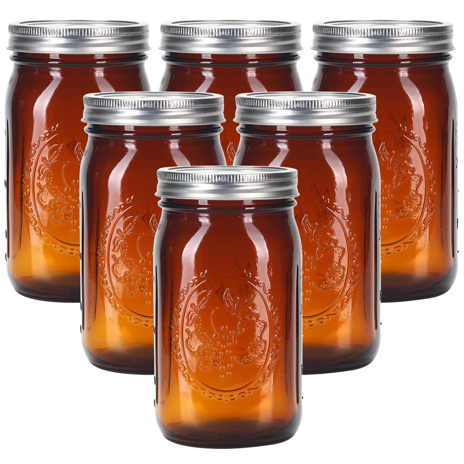 eleganttime amber mason jars front packaging showing six-pack protection