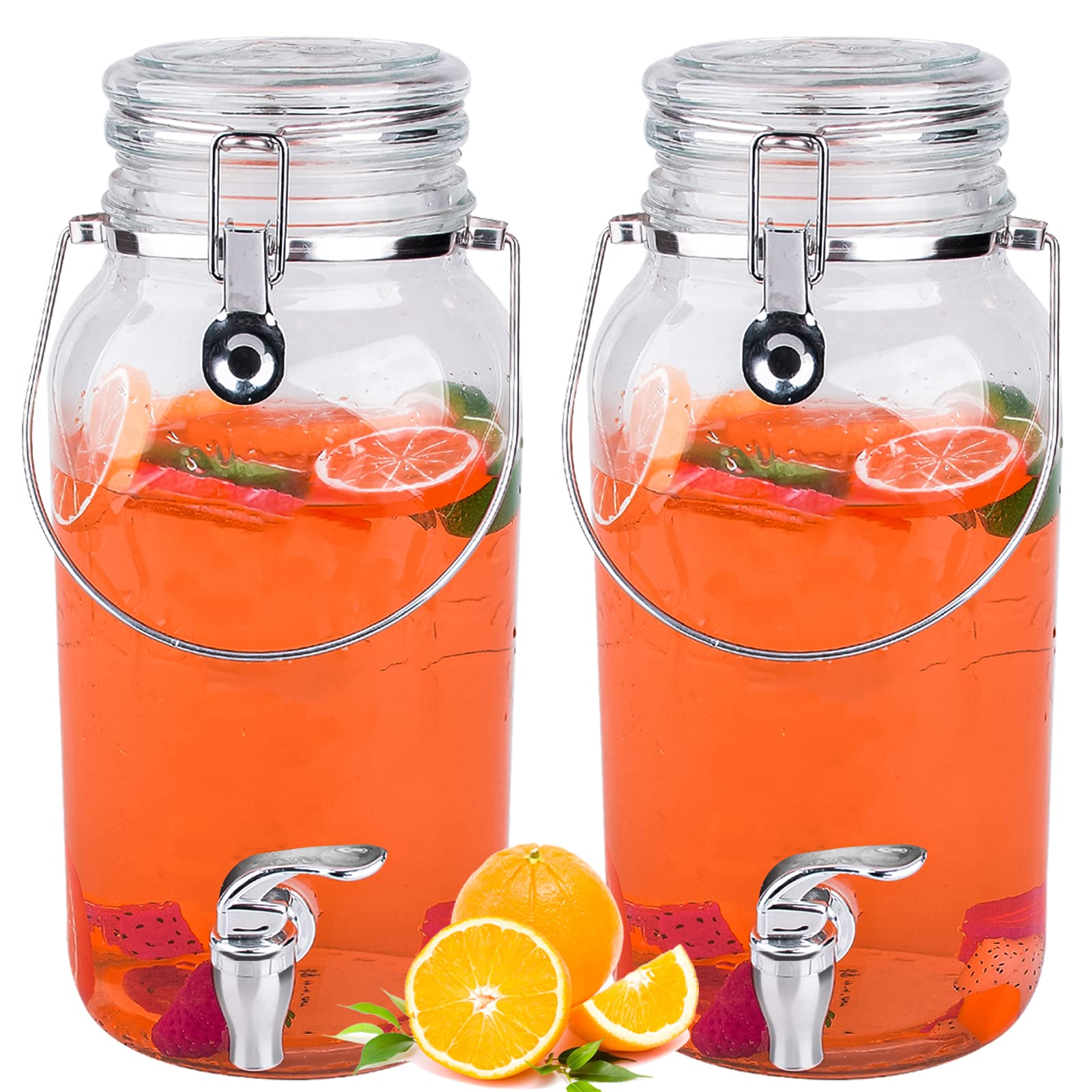 eleganttime front view showing two glass dispensers and party-ready presentation benefit