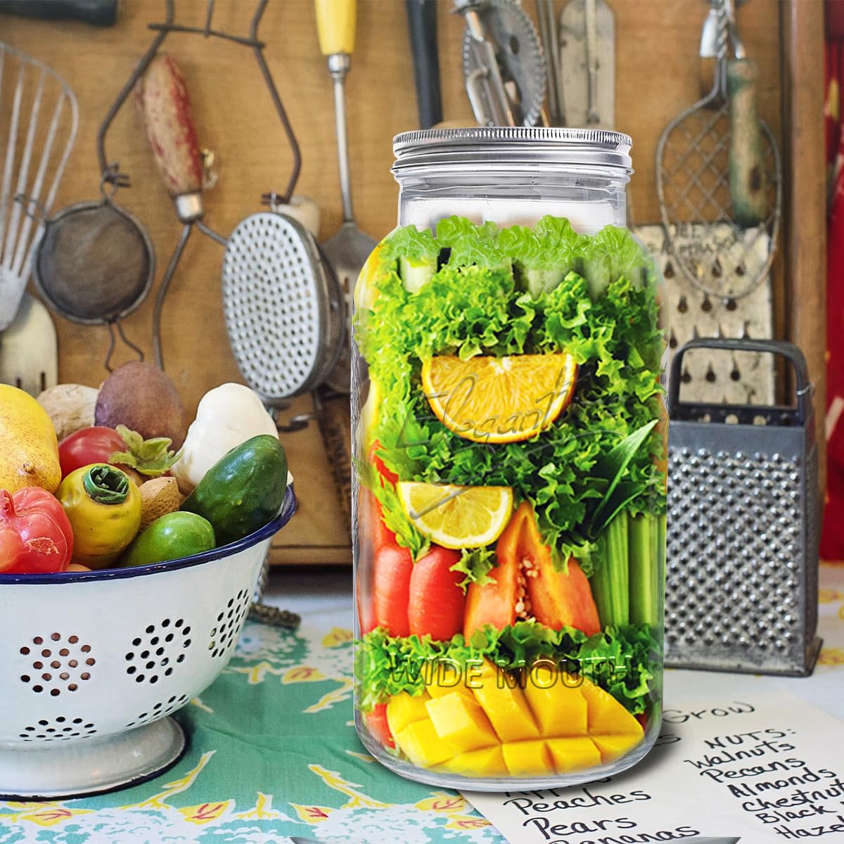 eleganttime jar next to hand for scale conveying true one-gallon size and meal-prep advantage