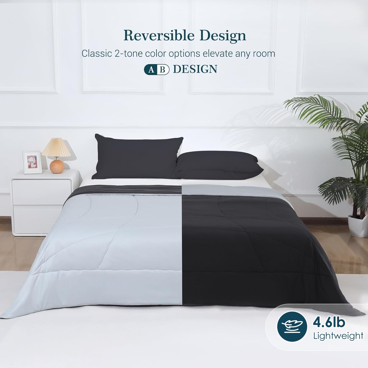 Elegear comforter spread on queen bed showing full coverage comfort