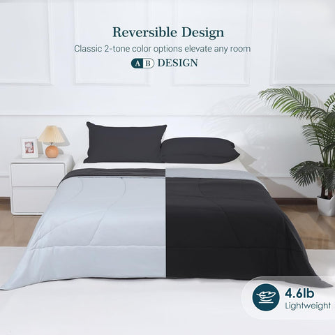 Elegear comforter spread on queen bed showing full coverage comfort