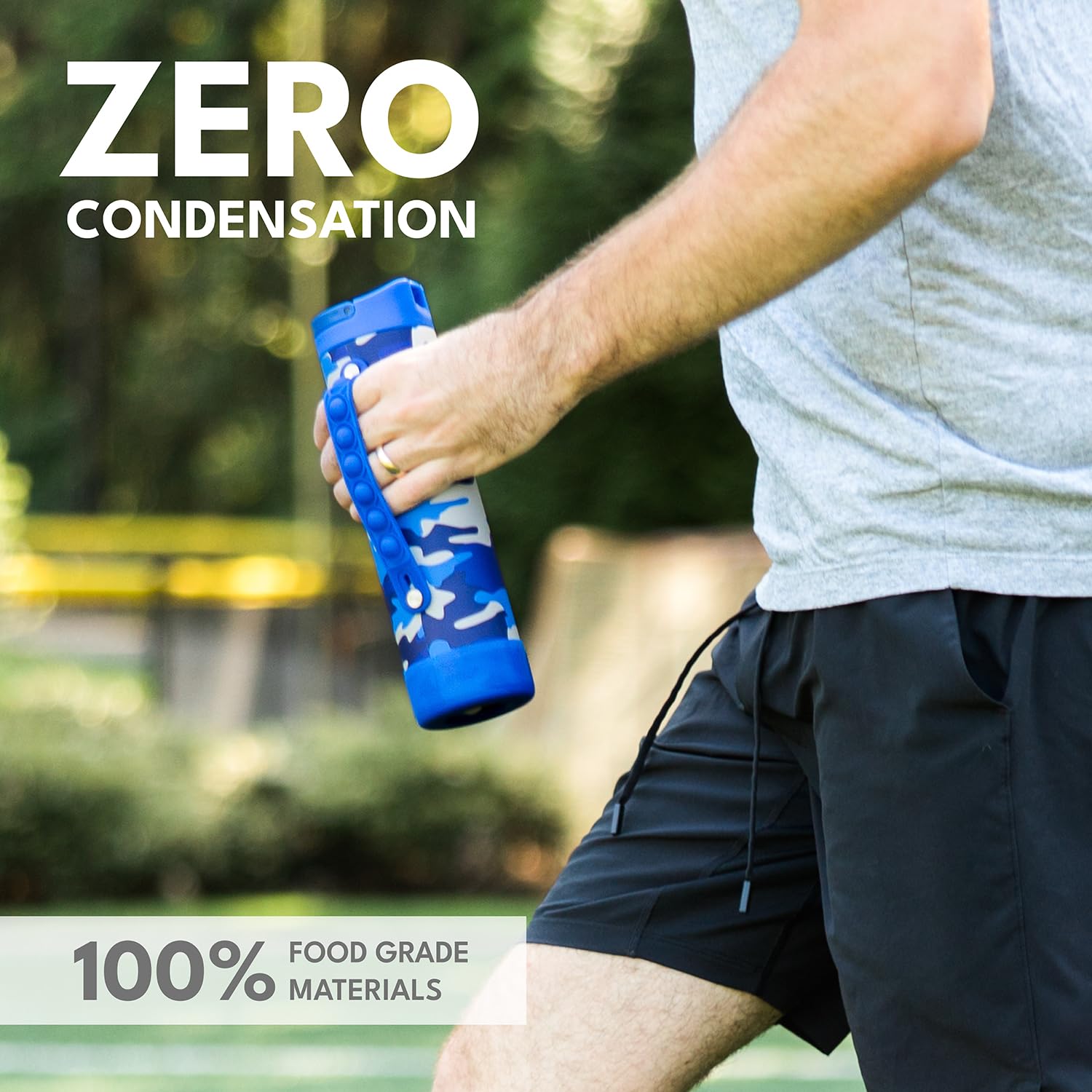 Elemental Iconic size comparison with common water bottle demonstrating 20oz capacity