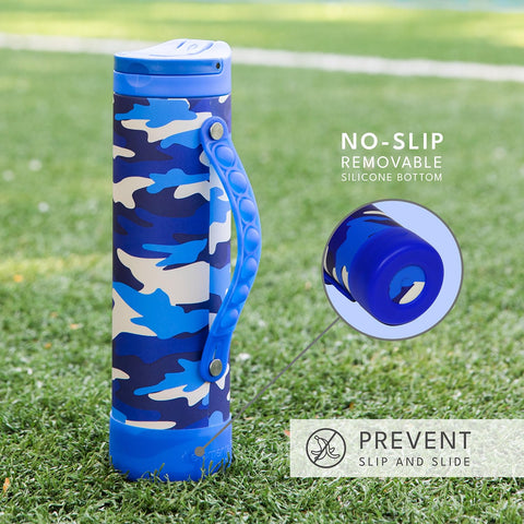 Elemental Iconic straw lid open view showing leak-proof flip mechanism for spill prevention