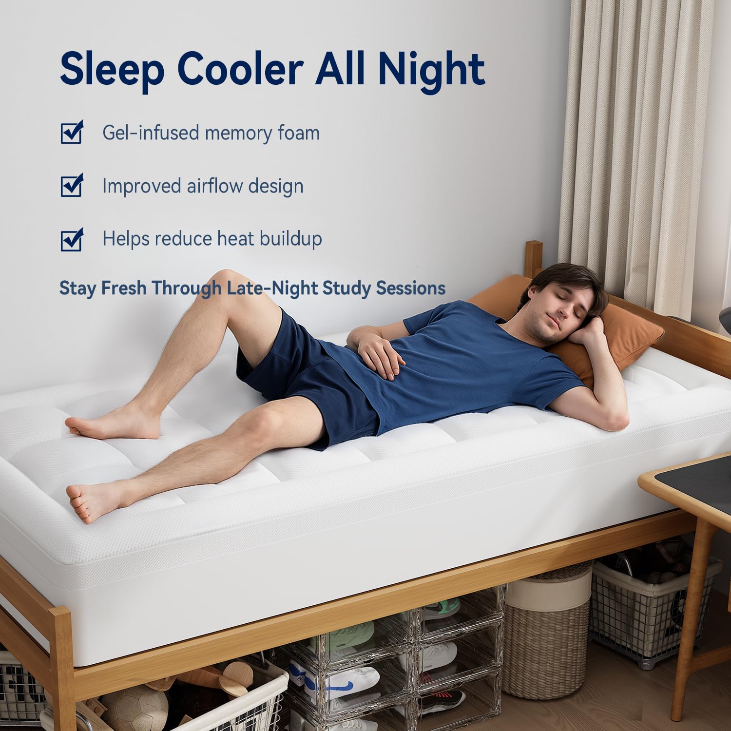 ELEMUSE in a dorm room showing compact comfort and improved sleep