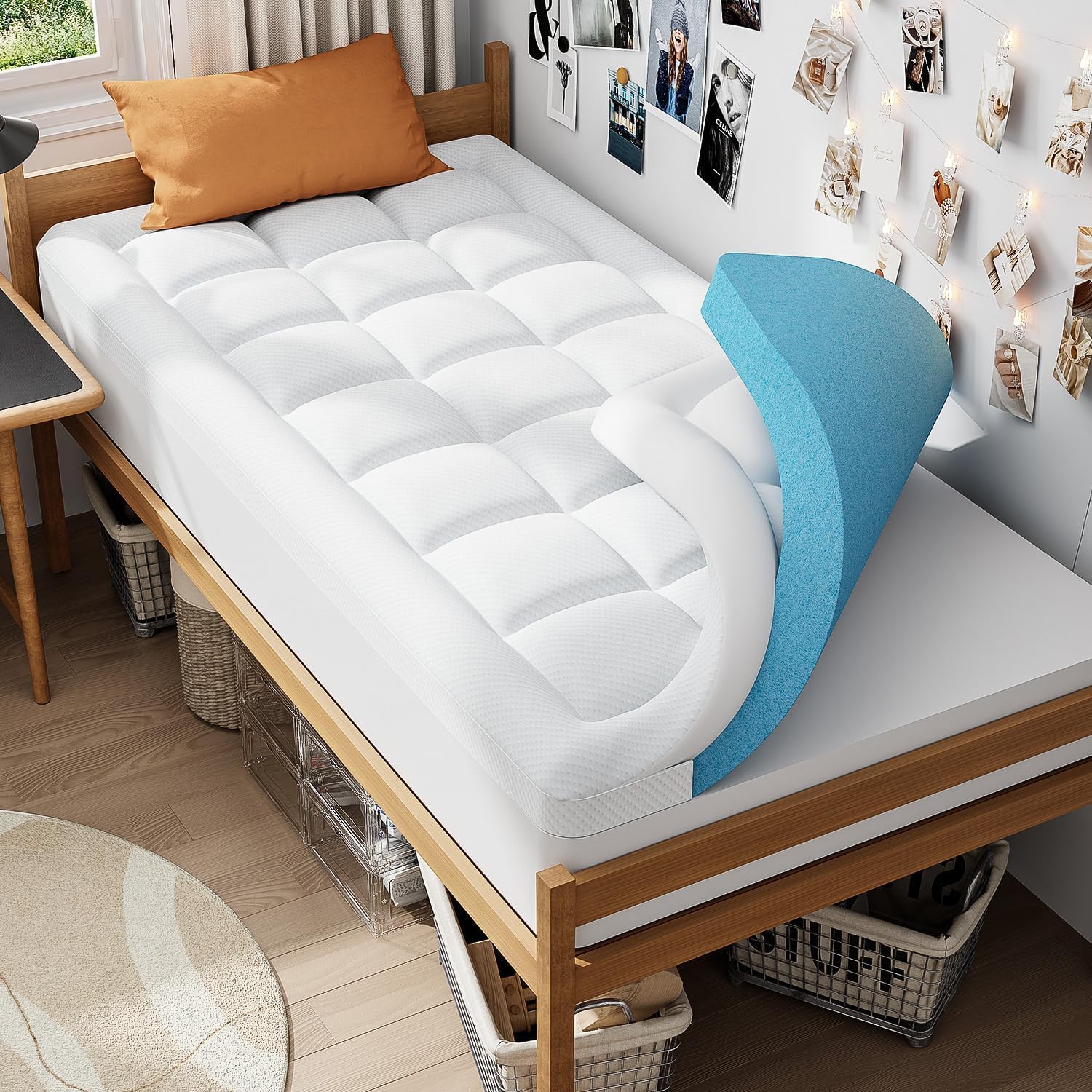 ELEMUSE front view of Twin XL topper showing clean fit and comfort