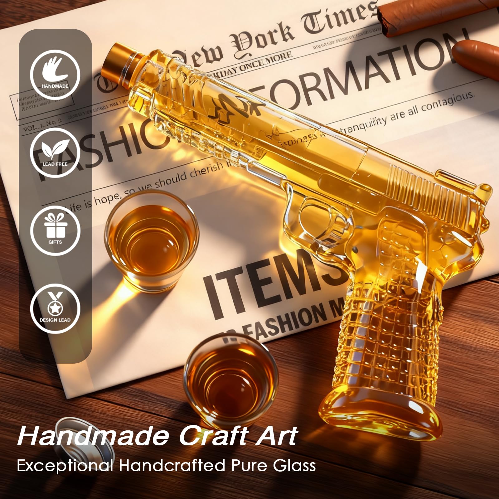ELERGIFTS decanter pouring into glass demonstrating easy pour and control
