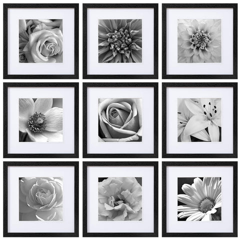 eletecpro front view of nine black frames showing elegant gallery benefit