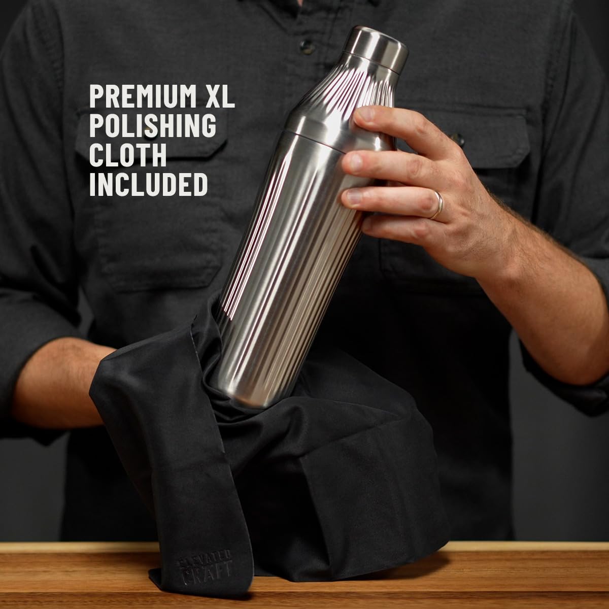 Elevated Craft bartender mid-shake demonstrating ergonomic handling and ease