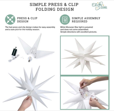 Elf Logic assembled 18-inch star side view demonstrating 3D design and decorative impact