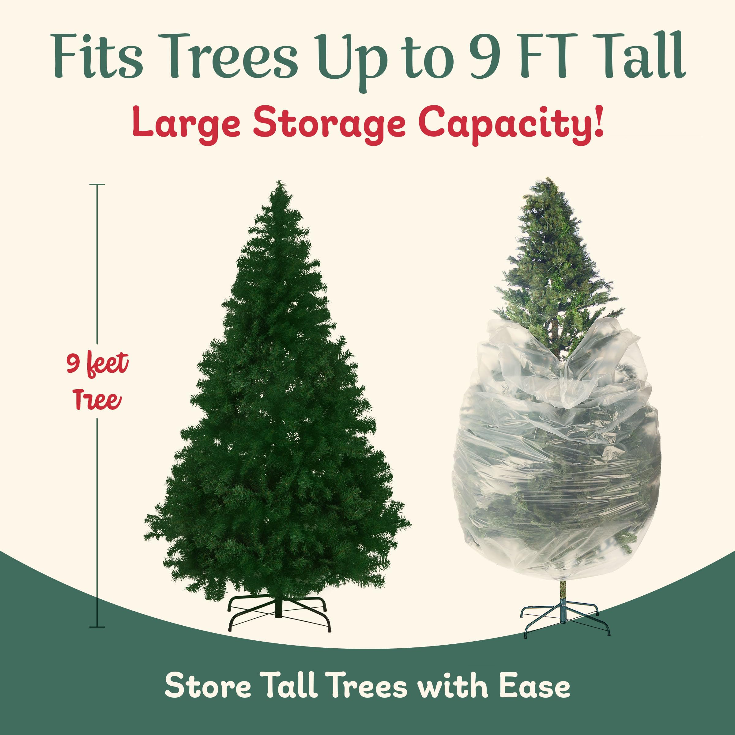 Elf Stor close-up of pre-cut base opening fitting around tree stand for quick placement