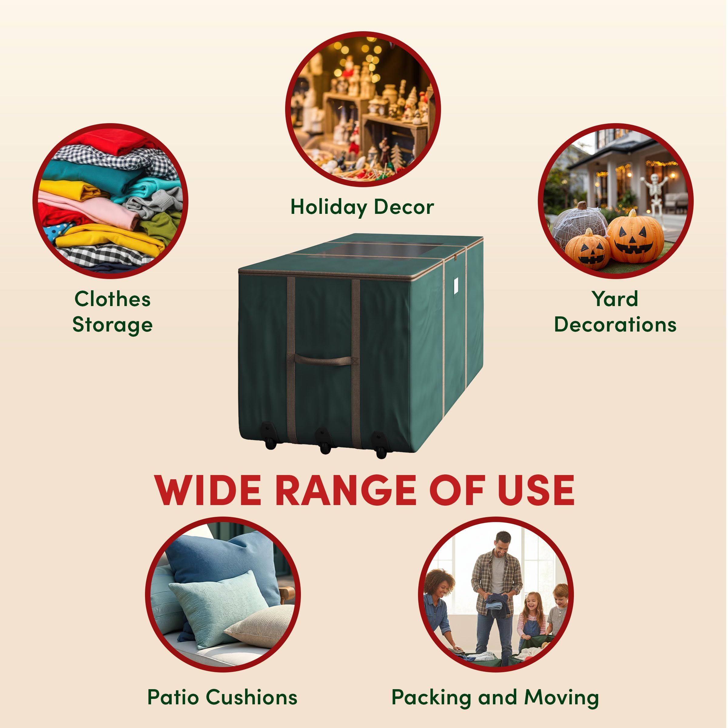 Elf Stor in garage storage setting shows space-saving, seasonal organization