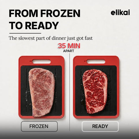 ELIKAI aluminum-core thawing surface closeup for faster thawing