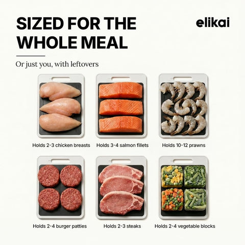 ELIKAI board beside ruler showing 14.6 by 9.8 inches compact footprint