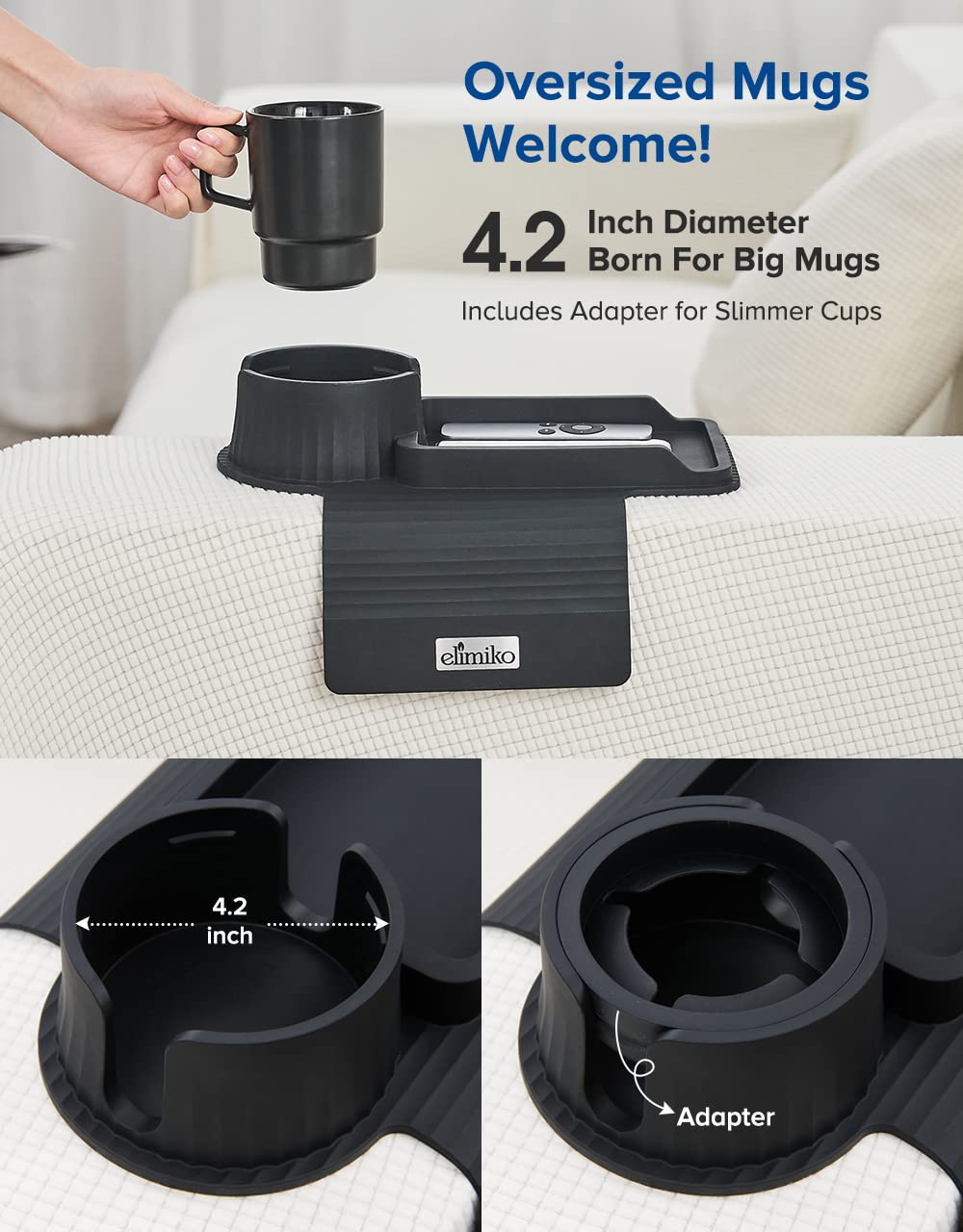 Elimiko tray holding long remote and phone for quick access benefit