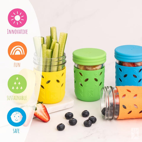 Elk and Friends jars on picnic table showing outdoor durability and style
