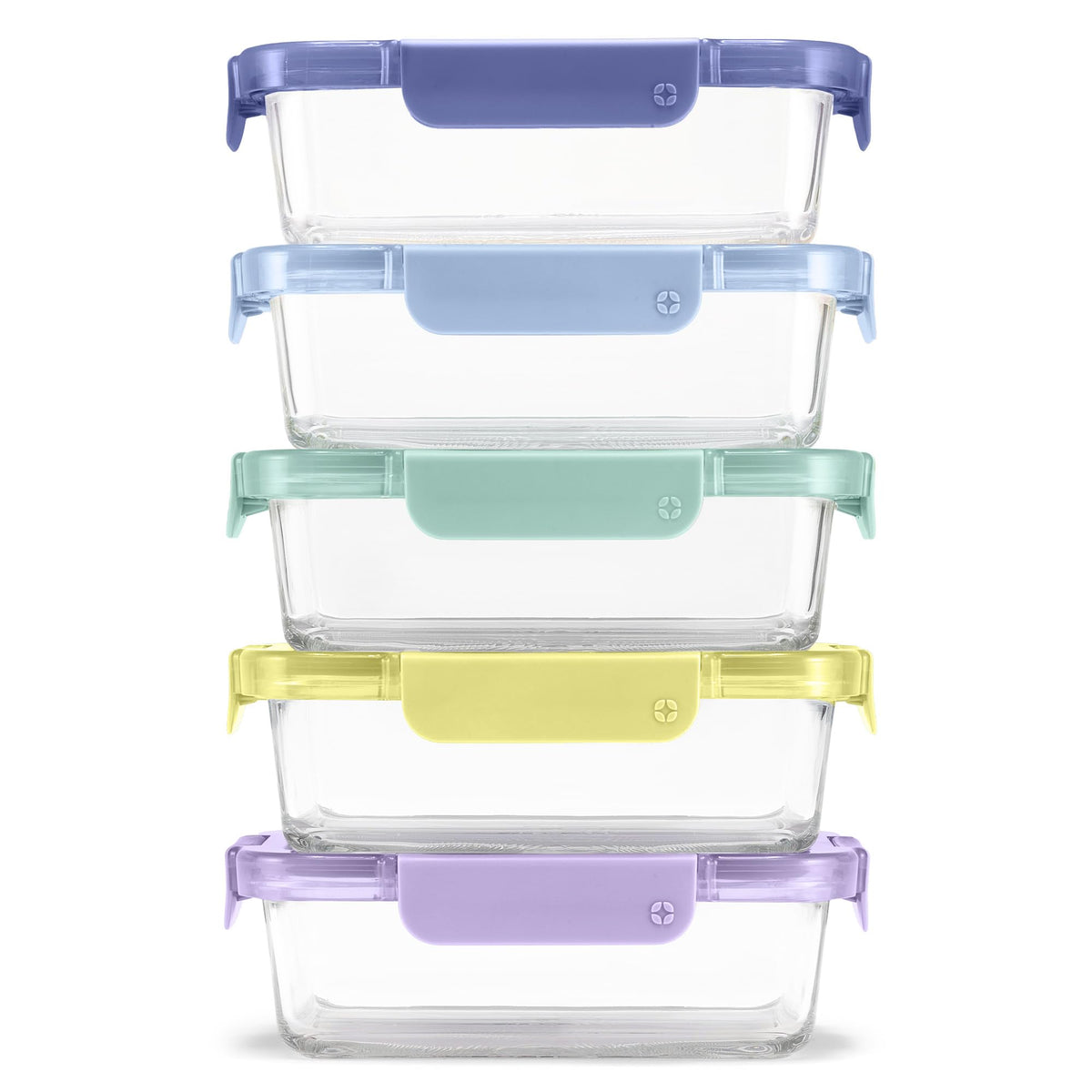 Ello Color Lock front packaging showing five glass containers and purple lids for organized storage