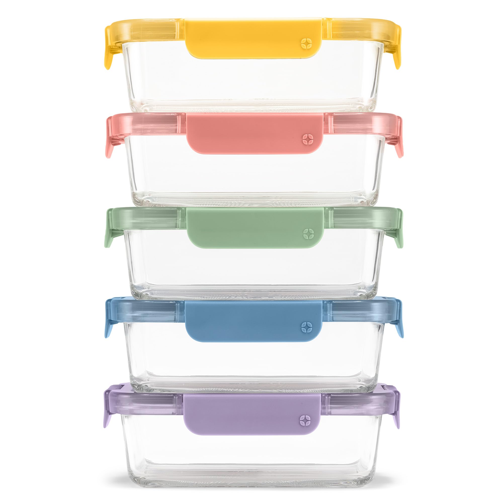 Ello front packaging showing five glass containers for organized meal prep