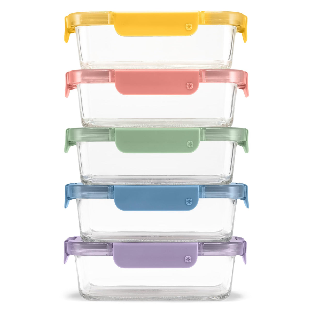 Ello front packaging showing five glass containers for organized meal prep
