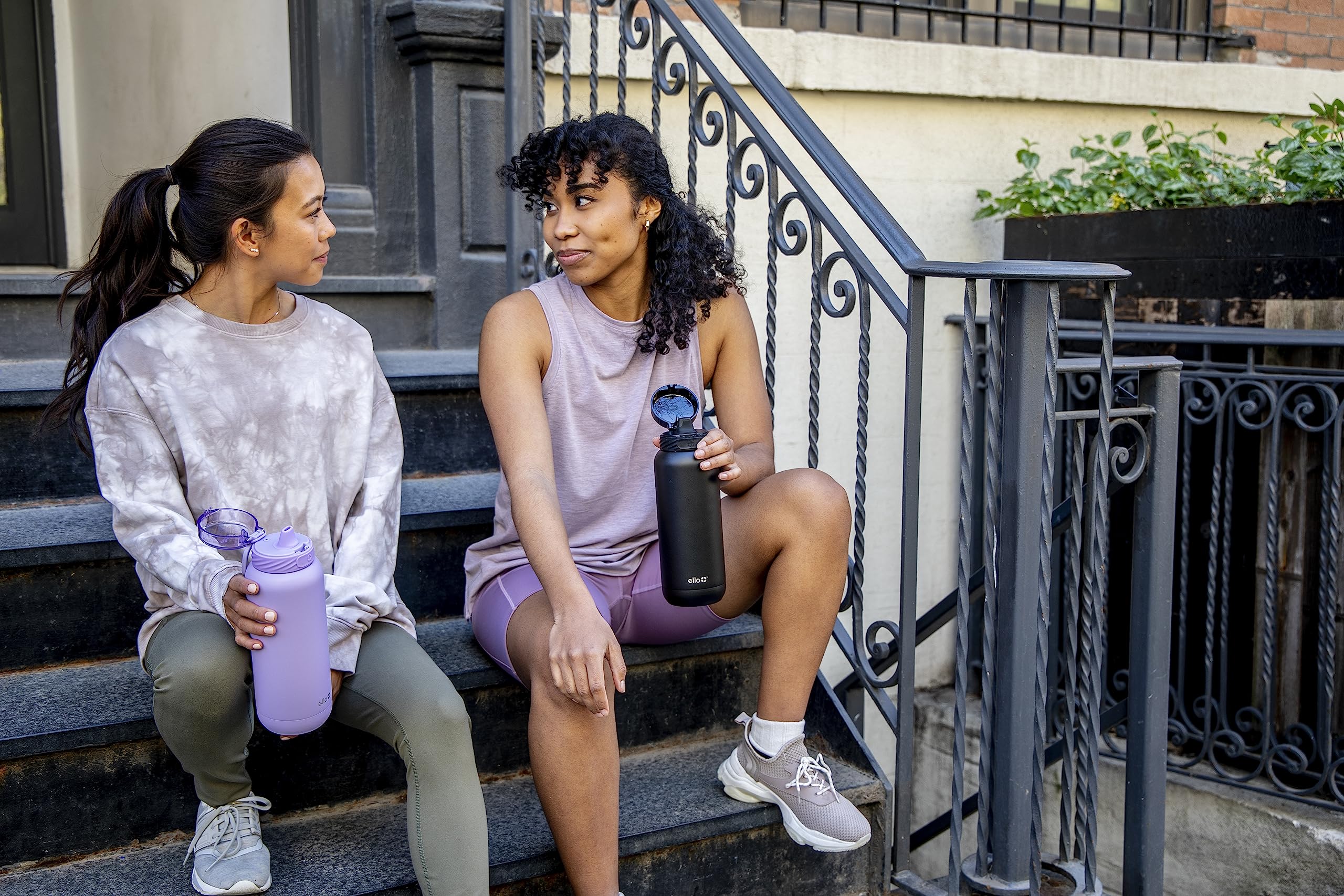 Ello Cooper on outdoor table conveying active lifestyle hydration benefits
