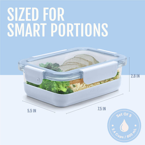 Ello Duraglass container filled with meal in fridge, organized cold storage benefit