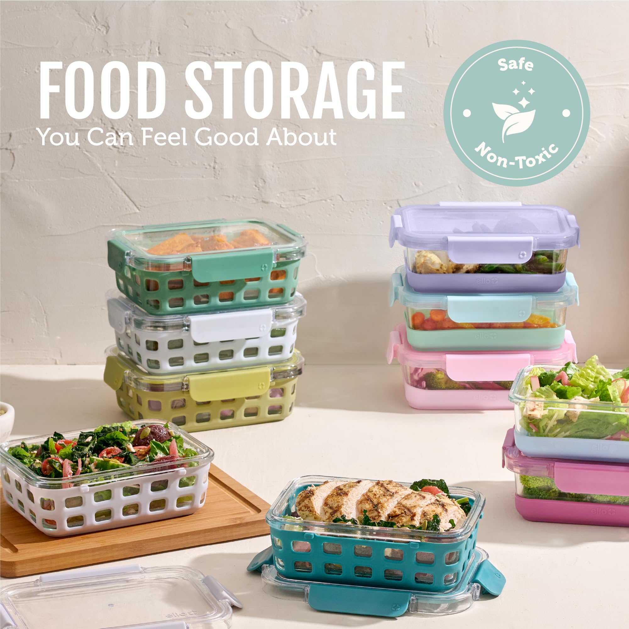 Ello Duraglass frozen containers in freezer showing reliable cold storage preservation