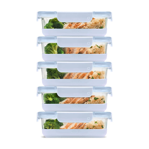 Ello Duraglass front packaging showing halogen blue boots and lids, durable storage