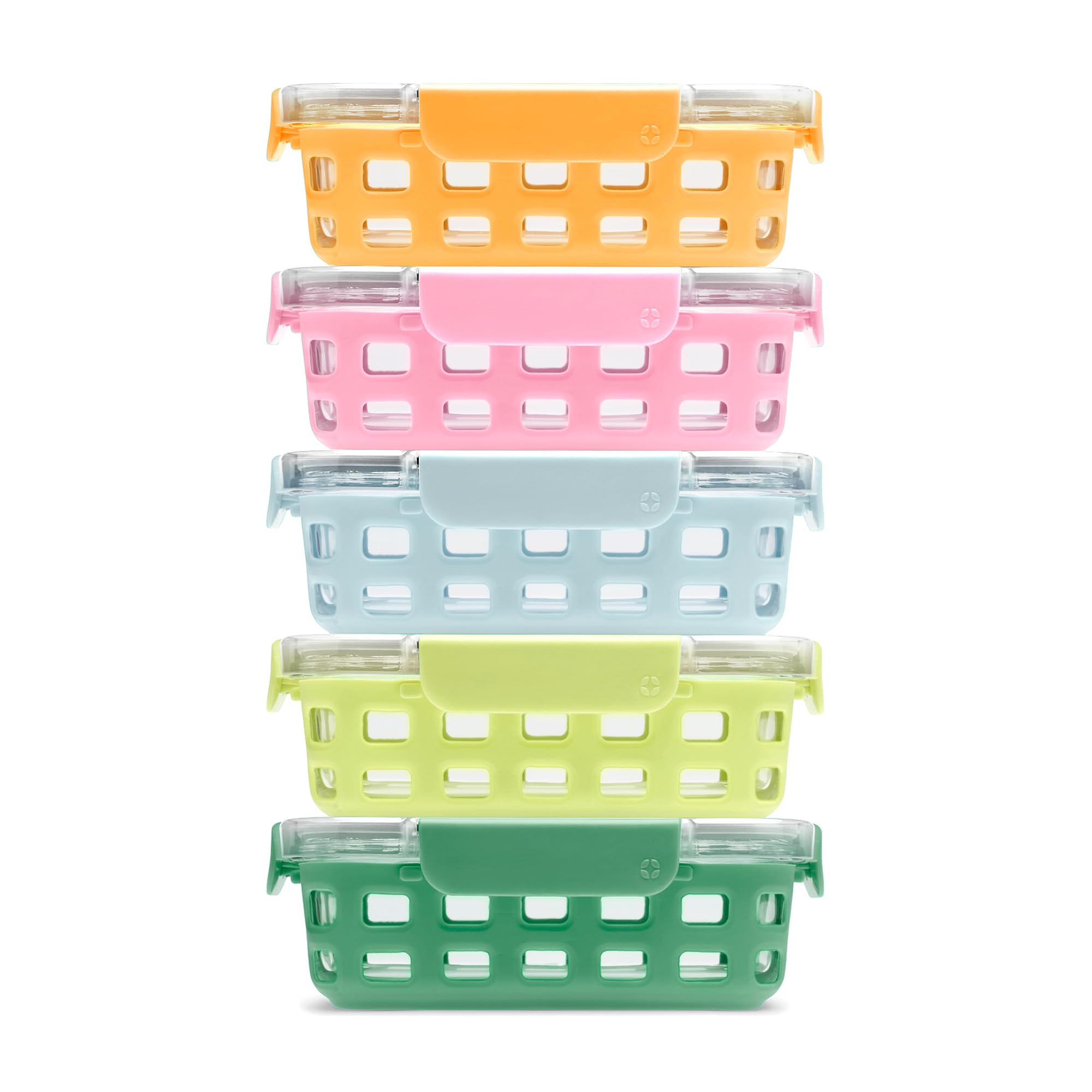 Ello Duraglass front packaging showing full 5‑pack for organized meal prep