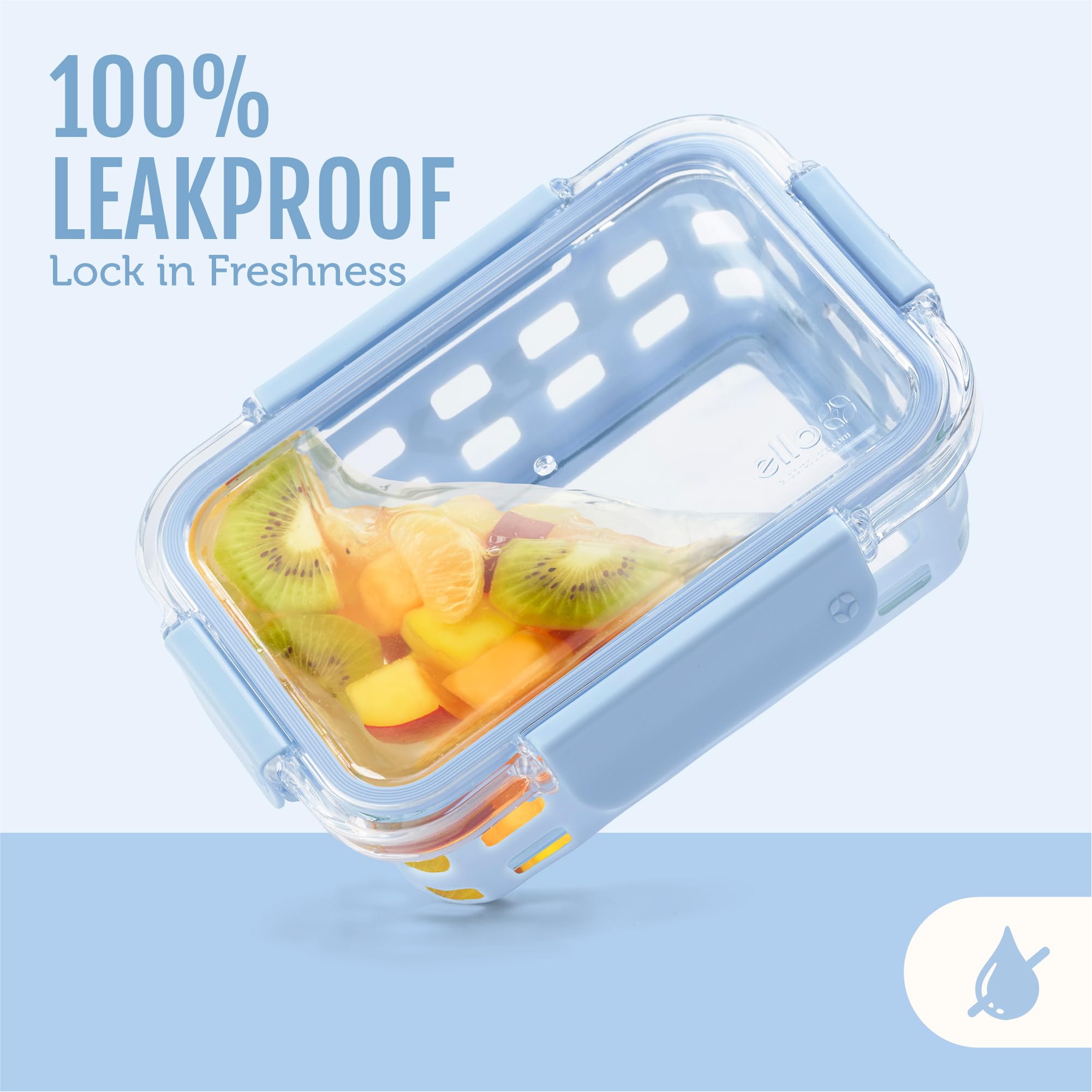 Ello Duraglass glass container in oven without lid showing oven-safe reheating convenience