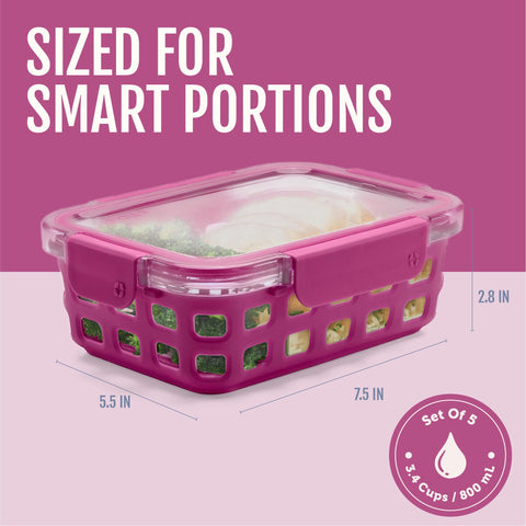 Ello Duraglass container in use with packed lunch demonstrating leak resistance and convenience