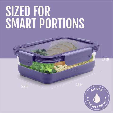 Ello Duraglass containers in use with prepared meals, quick grab-and-go benefit