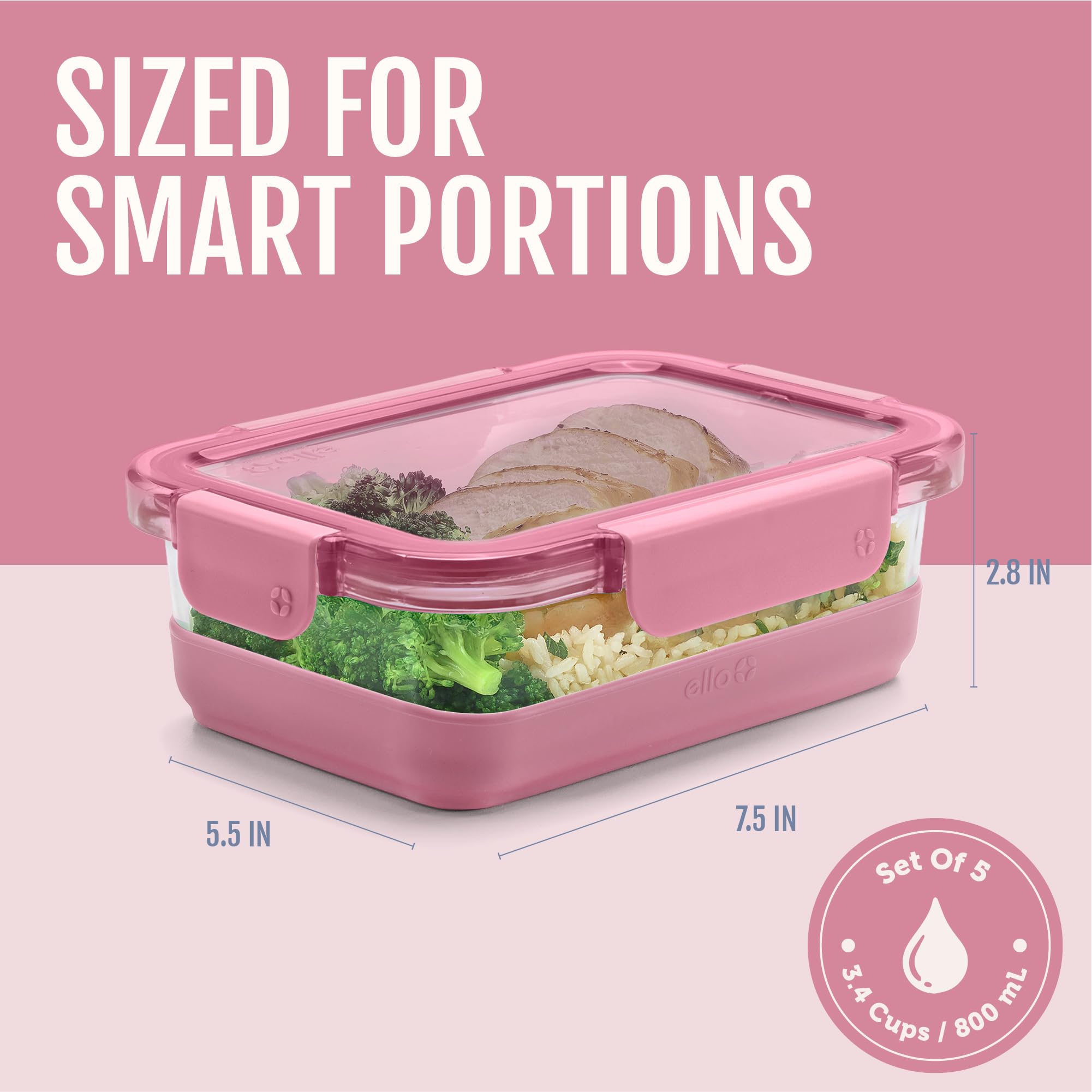 Ello containers packed in a lunchbox showing leak prevention and portability