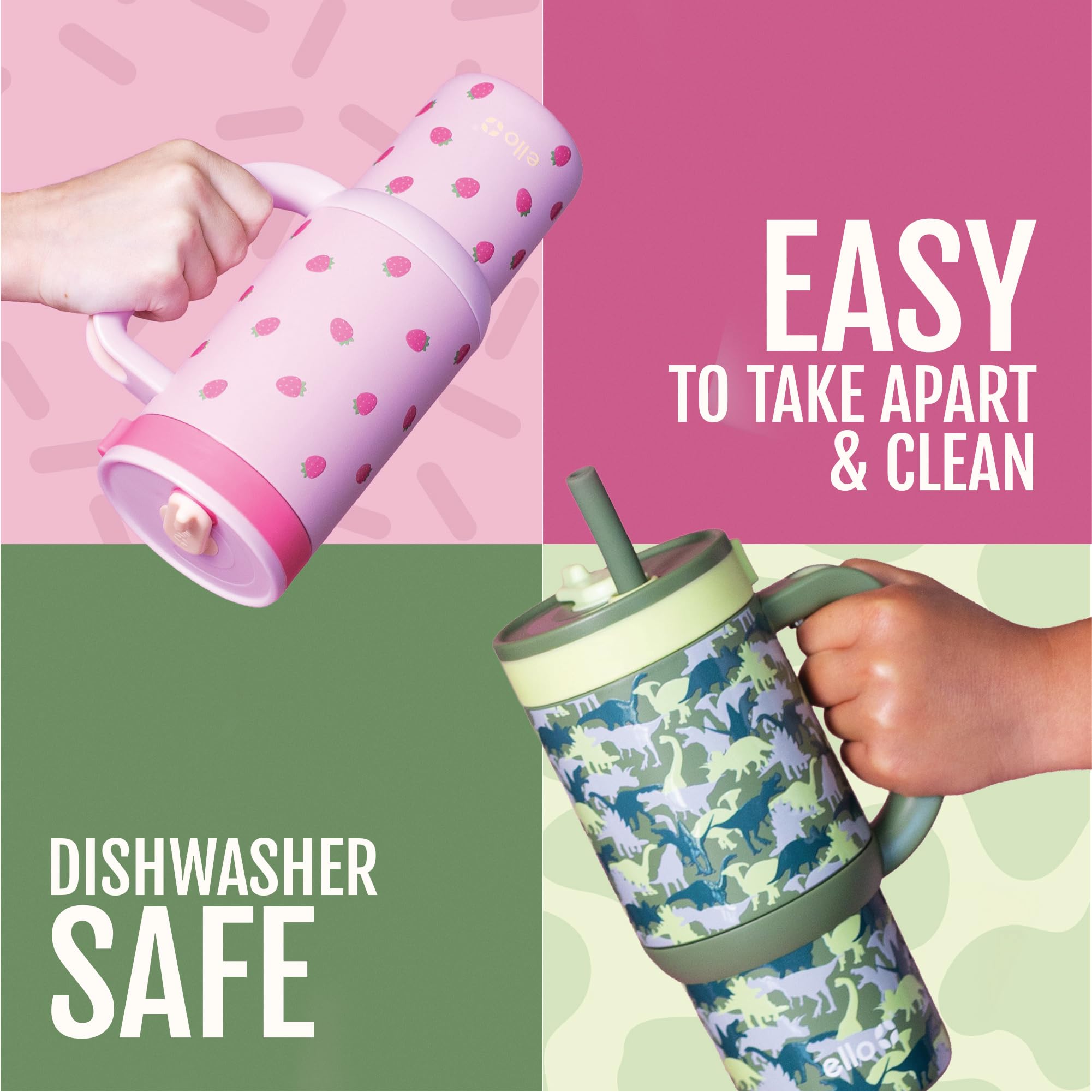 Child sipping from Ello Oasis demonstrating easy-use and no-spill benefit