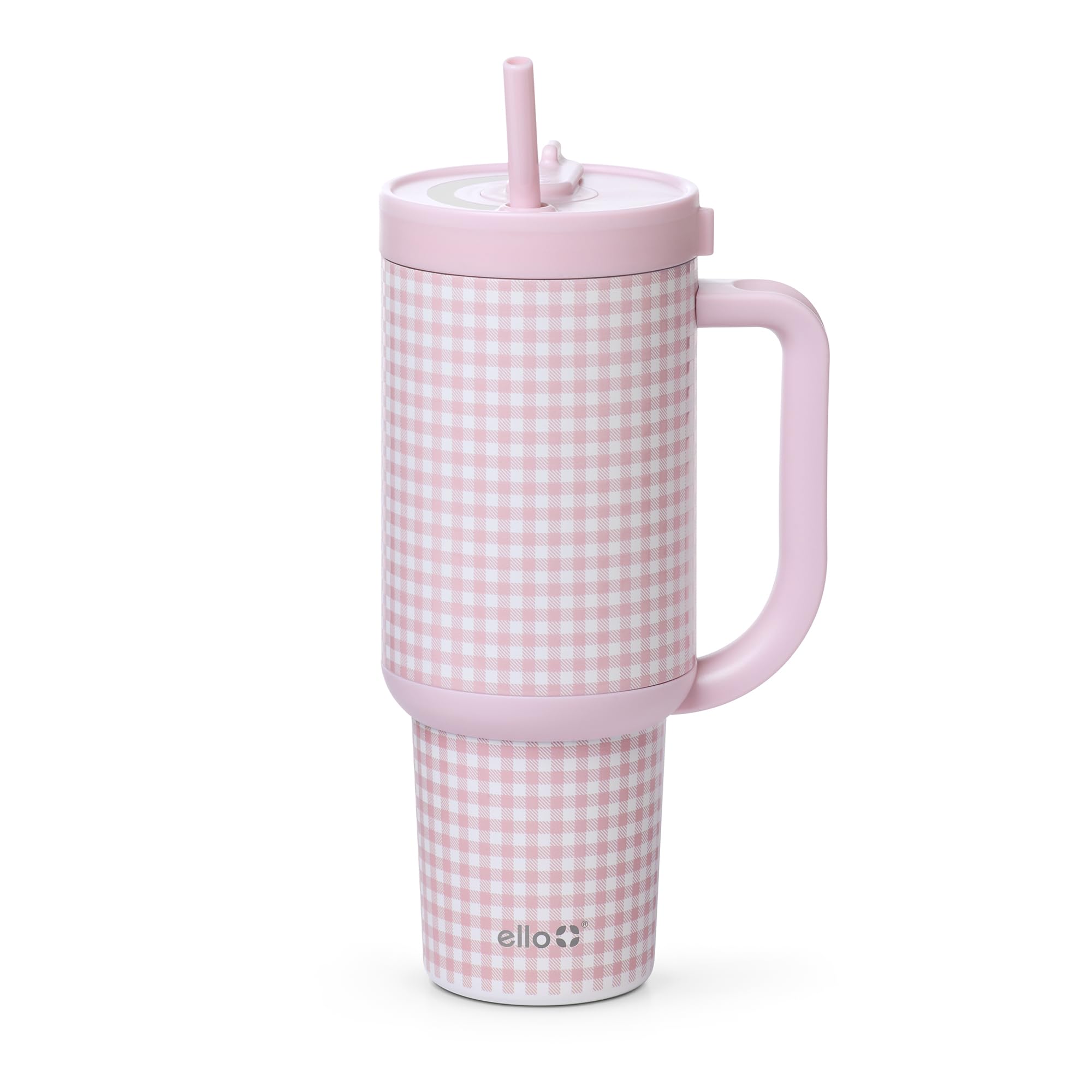 Ello Oasis front view showing pink gingham and capacity, stylish protection