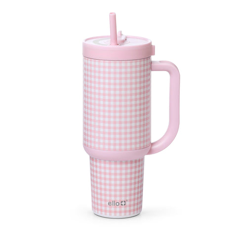 Ello Oasis front view showing pink gingham and capacity, stylish protection