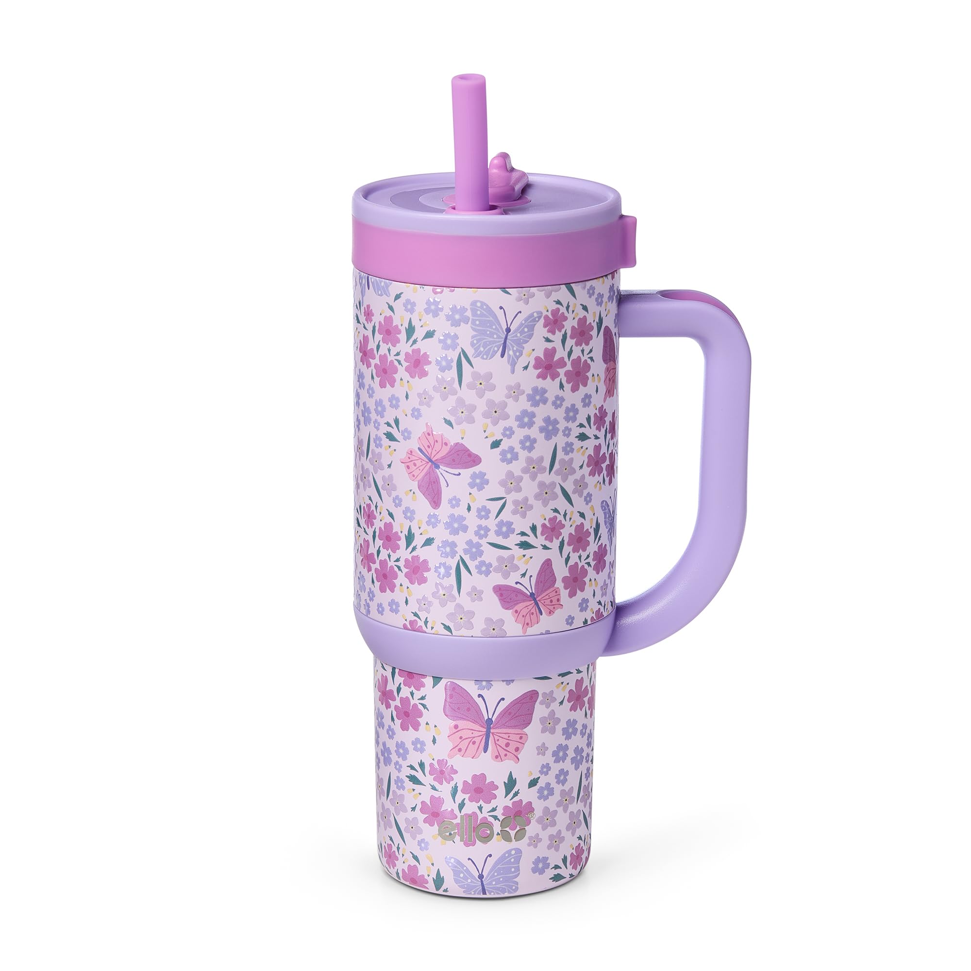Ello Oasis front view showing colorful tumbler and leakproof lid benefit