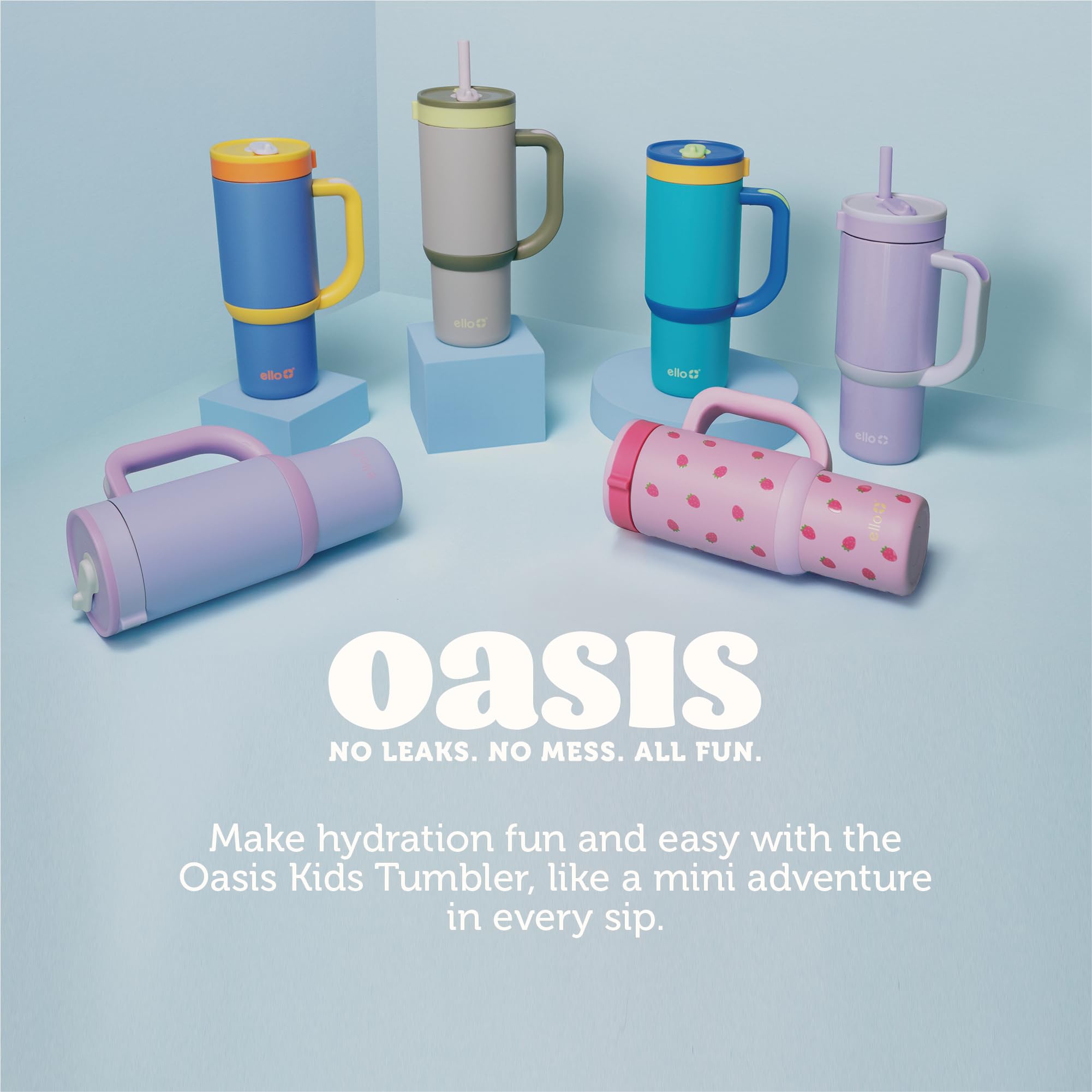 Ello Oasis tucked in backpack highlighting spill-free transport benefit