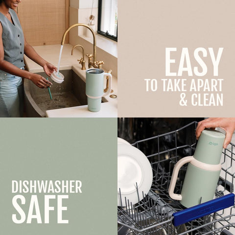 Ello Oasis in dishwasher top rack showing easy cleaning and BPA-free safety
