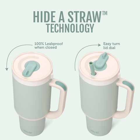 Ello Oasis lid close-up highlighting retractable straw mechanism and clean design